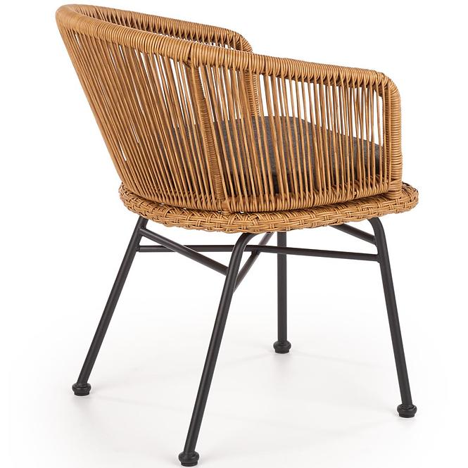 Stuhl K400 Rattan/Metall/Stoff Natural/Grau