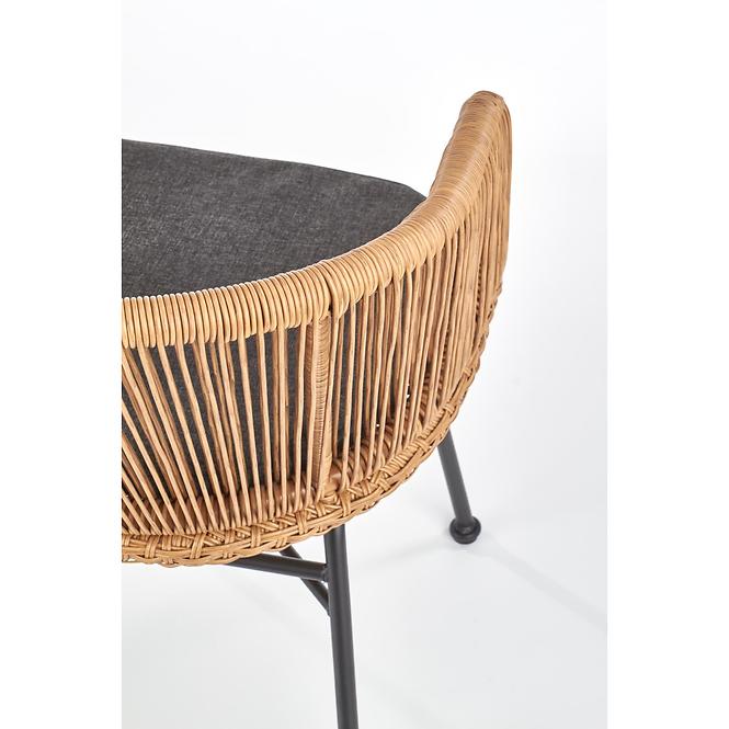 Stuhl K400 Rattan/Metall/Stoff Natural/Grau