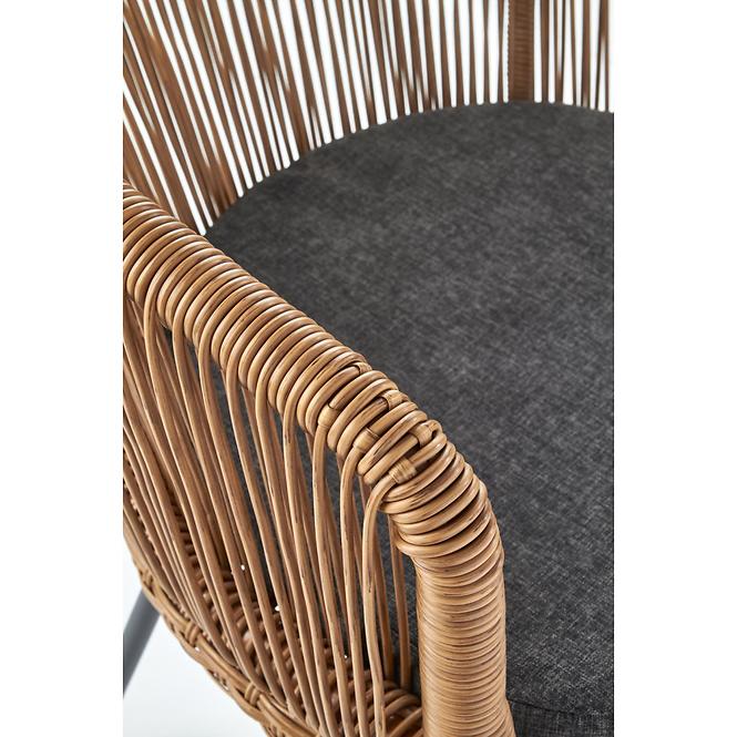 Stuhl K400 Rattan/Metall/Stoff Natural/Grau