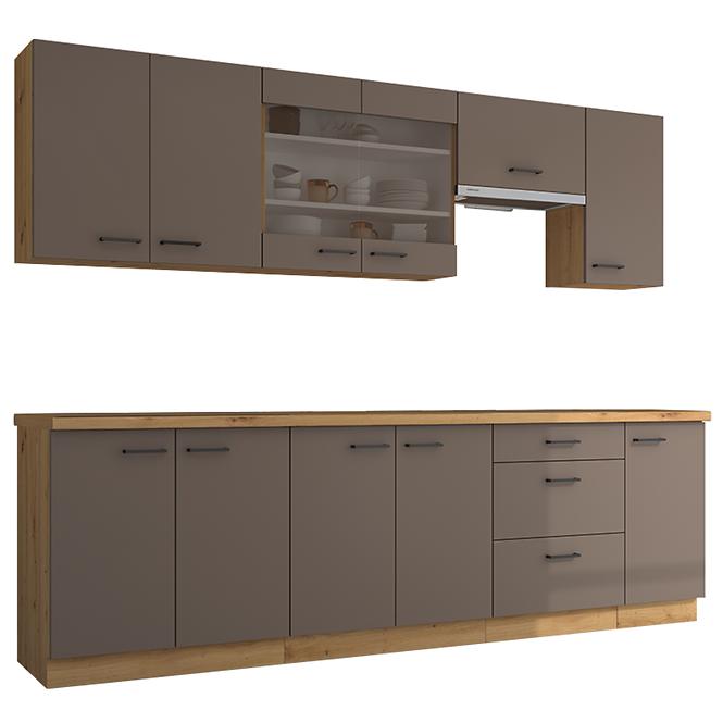Küchenzeile Bolonia Trüffel/artisan 260 cm mit Arbeitsplatte,3
