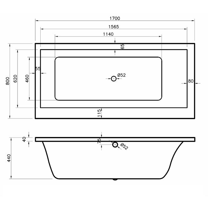 Badewanne Capri 170x80