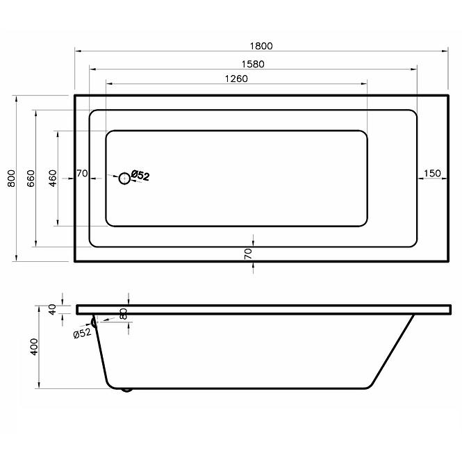 Badewanne Rab 180x80