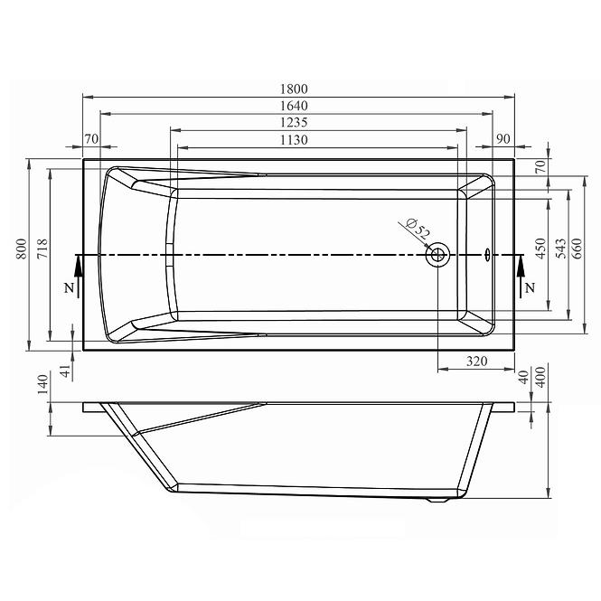 Badewanne Rondo 180x80