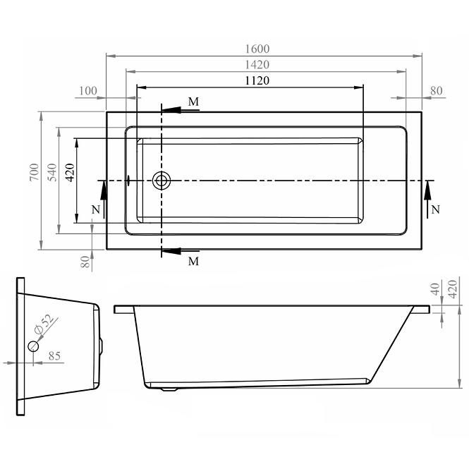 Badewanne Viva 160x70