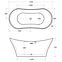 Frei stehende Badewanne Amber 170/80 Überlaufgarnitur Click-Clack mit rechteckigem Überlauf Slim Chrom,5