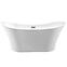 Frei stehende Badewanne Amber 170/80 Überlaufgarnitur Click-Clack mit rechteckigem Überlauf Slim Chrom,3