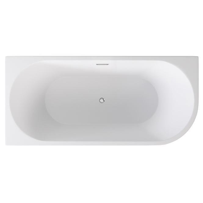 Frei stehende Eck-Badewanne Zoya 150/80 L + Click-Clack mit rechteckigem Überlauf Slim Chrom 