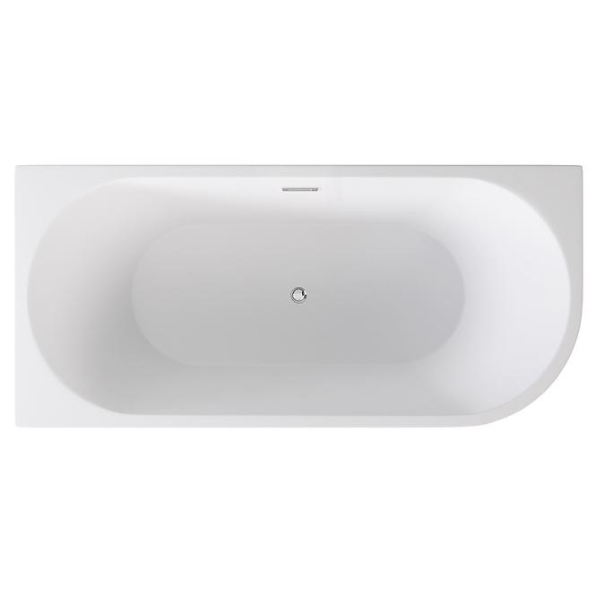 Frei stehende Eck-Badewanne Zoya 170/80 L + Click-Clack mit rechteckigem Überlauf Slim Chrom