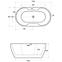 Frei stehende Badewanne Navia 150/80 Überlaufgarnitur Click-Clack mit rechteckigem Überlauf Slim Chrom,6