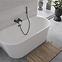 Frei stehende Badewanne zur Wand Vica 150/80 + Überlaufgarnitur Click-Clack mit Überlauf Slim in Schwarz,4