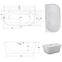 Frei stehende Badewanne zur Wand Vica 170/80 + Überlaufgarnitur Click-Clack mit rechteckigem Überlauf Slim Chrom,2