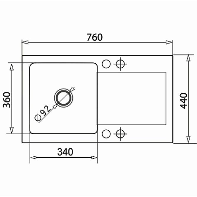 Spüle Mido (76x44) 1B 1D grau beton