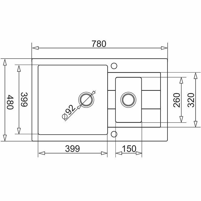 Spüle Sparta Plus (78x48) 1½B 1D Karbon