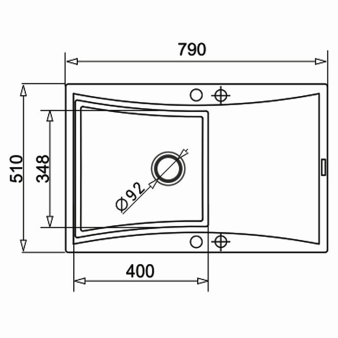 Spüle Softline (79x51) 1B 1D grau beton