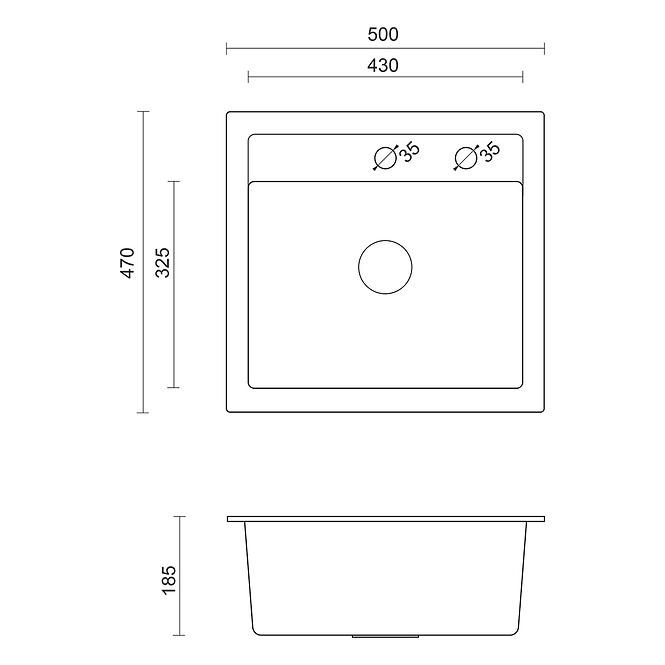 Spüle Johnny 110 Steingran grau50x47x18,5 + Siphon