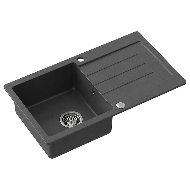 Spüle Johnny 111 Steingran schwarz 77x44x18,5 + Siphon
