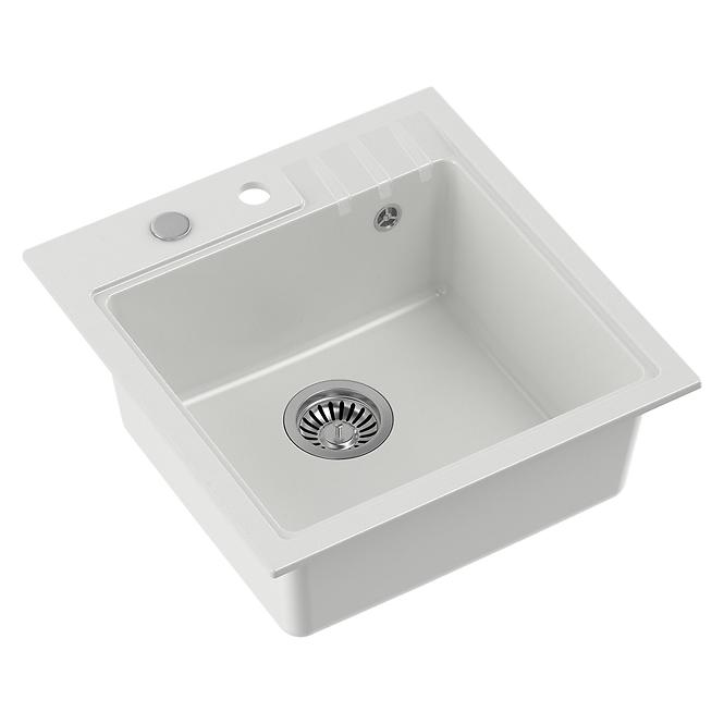 Spüle Peter 110 Steingran weiß 50x52x20 + Siphon
