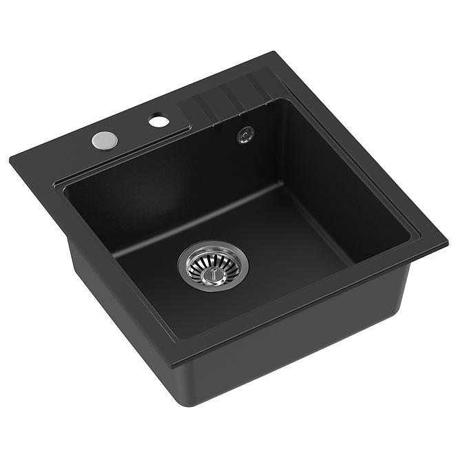 Spüle Peter 110 Steingran schwarz 50x52x20 + Siphon