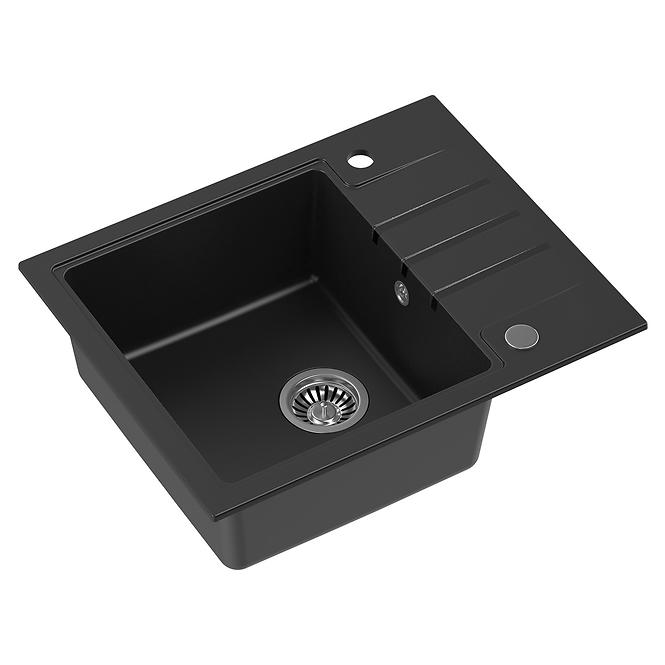Spüle Peter 116 Steingran schwarz 62x50x20 + Siphon