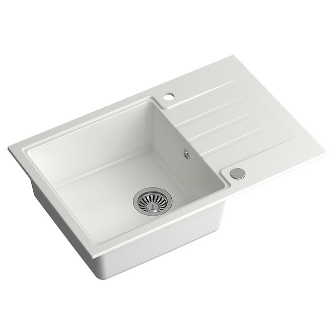 Spüle Peter 111 Steingran weiß 78x50x20 + Siphon