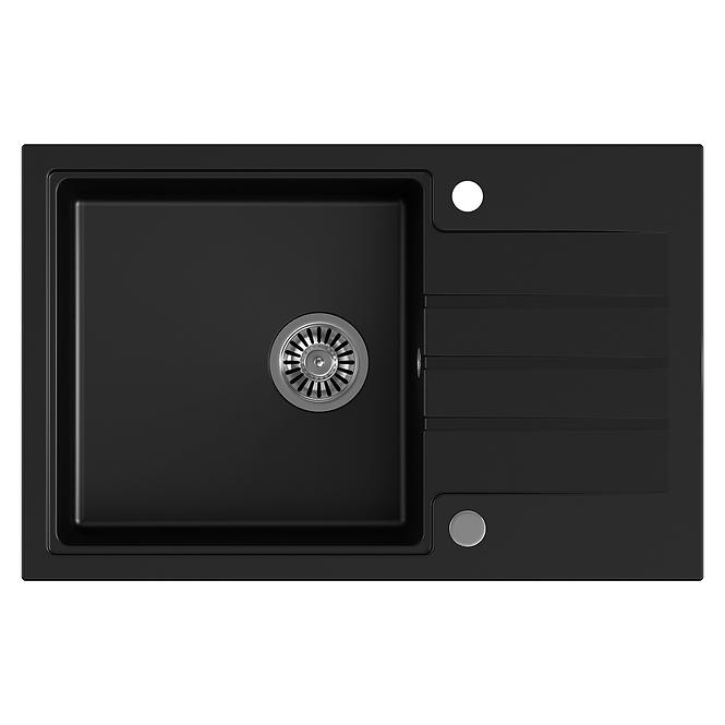 Spüle Peter 111 Steingran schwarz 78x50x20 + Siphon