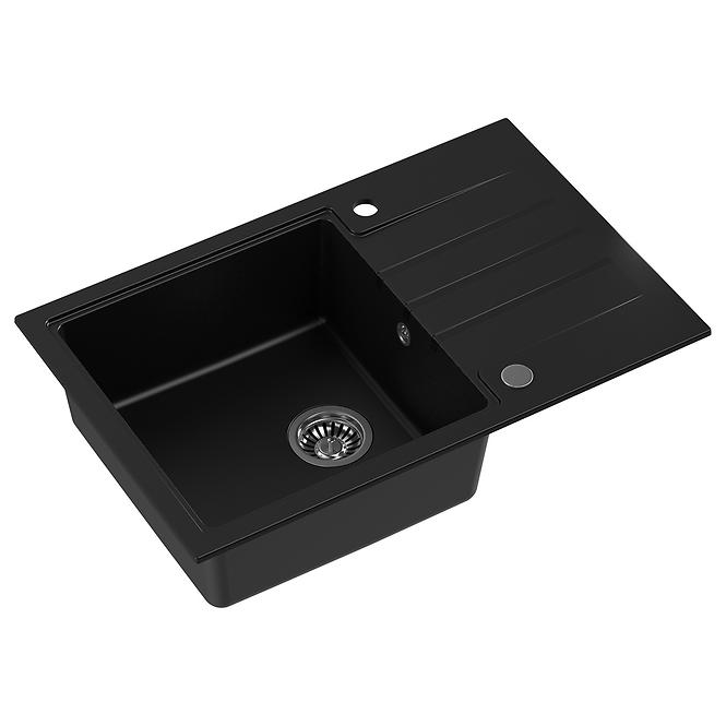Spüle Peter 111 Steingran schwarz 78x50x20 + Siphon