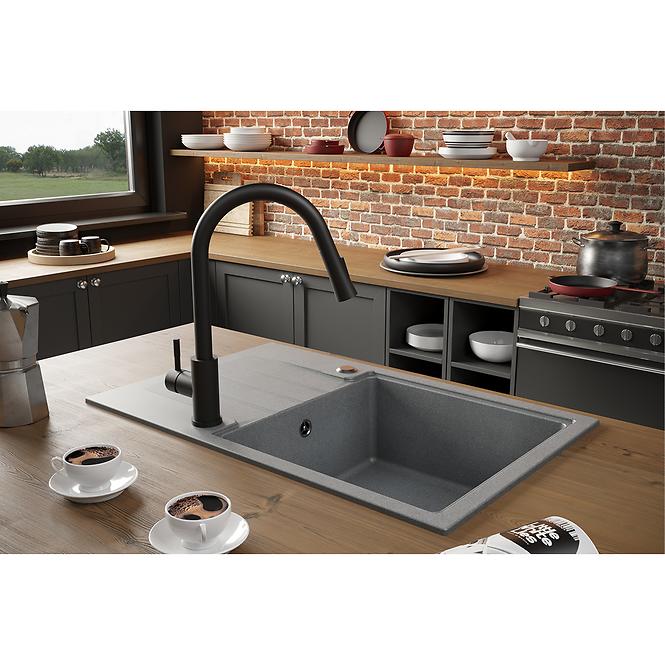 Spüle Peter 111 Steingran grau 78x50x20 + Siphon
