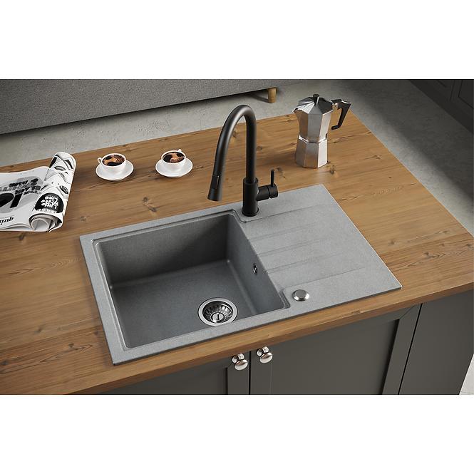 Spüle Peter 111 Steingran grau 78x50x20 + Siphon