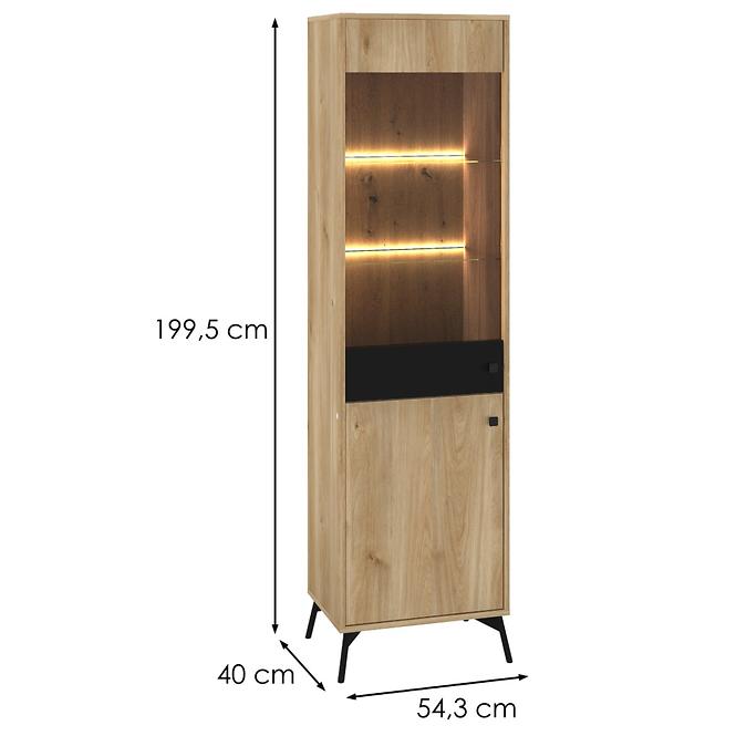 Vitrine Agis 02 Honey Castello Oak/Black Mat