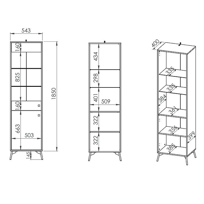 Vitrine Agis 02 Honey Castello Oak/Black Mat