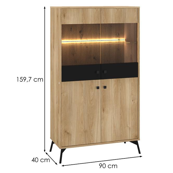 Vitrine Agis 03 Honey Castello Oak/Black Mat