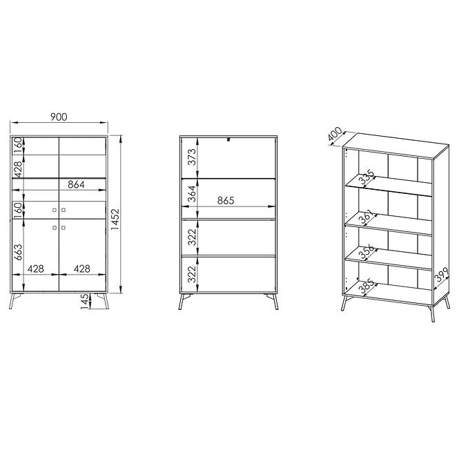 Vitrine Agis 03 Honey Castello Oak/Black Mat