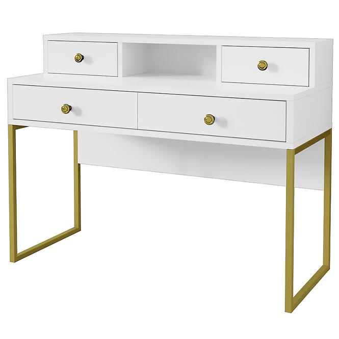 Schreibtisch 03 4S weiß/goldenes Metall