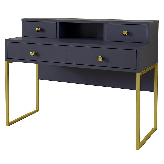 Schreibtisch 03 4S blau/goldenes Metall