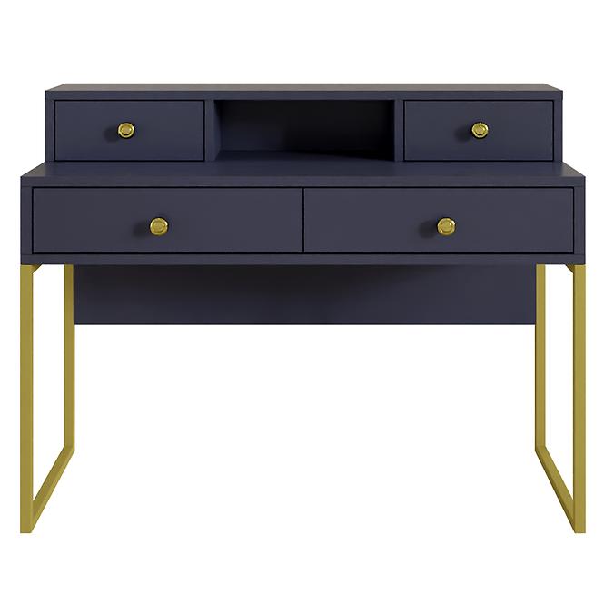 Schreibtisch 03 4S blau/goldenes Metall