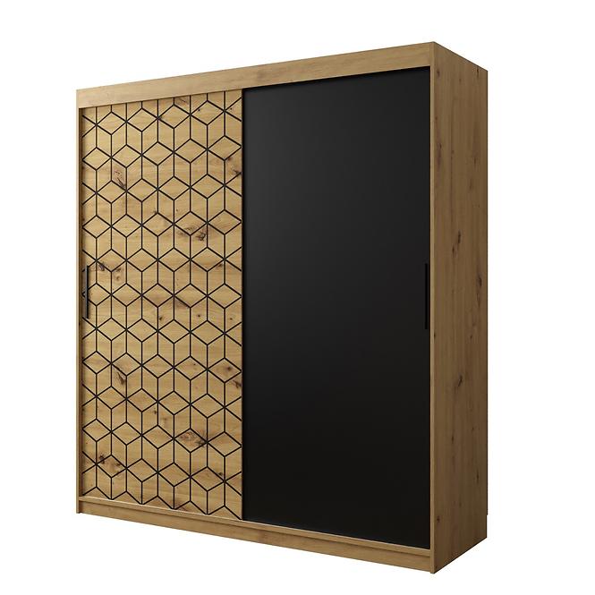 Schrank Heksagon 180 Eiche artisan/Eiche artisan/schwarz