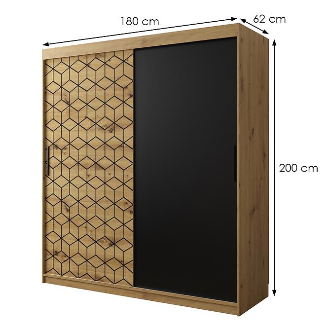 Schrank Heksagon 180 Eiche artisan/Eiche artisan/schwarz