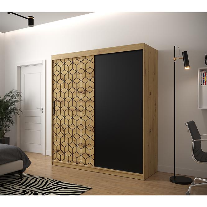 Schrank Heksagon 180 Eiche artisan/Eiche artisan/schwarz