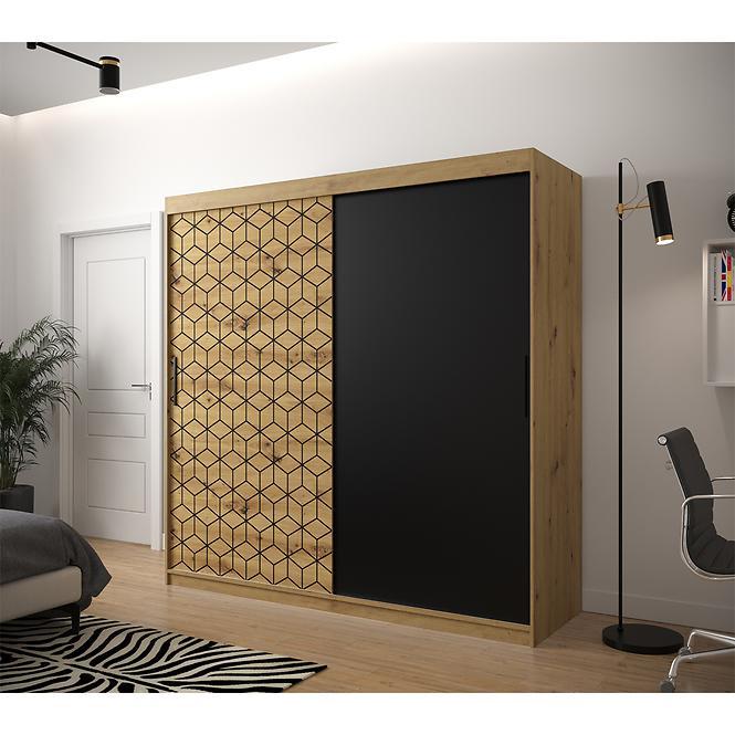 Schrank Heksagon 200 Eiche artisan/Eiche artisan/schwarz