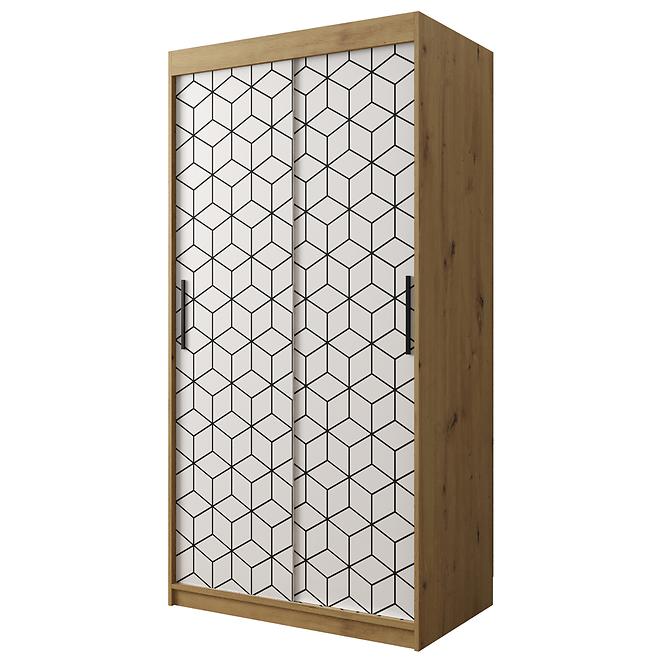 Schrank Heksagon 1 100 Eiche artisan/weiß