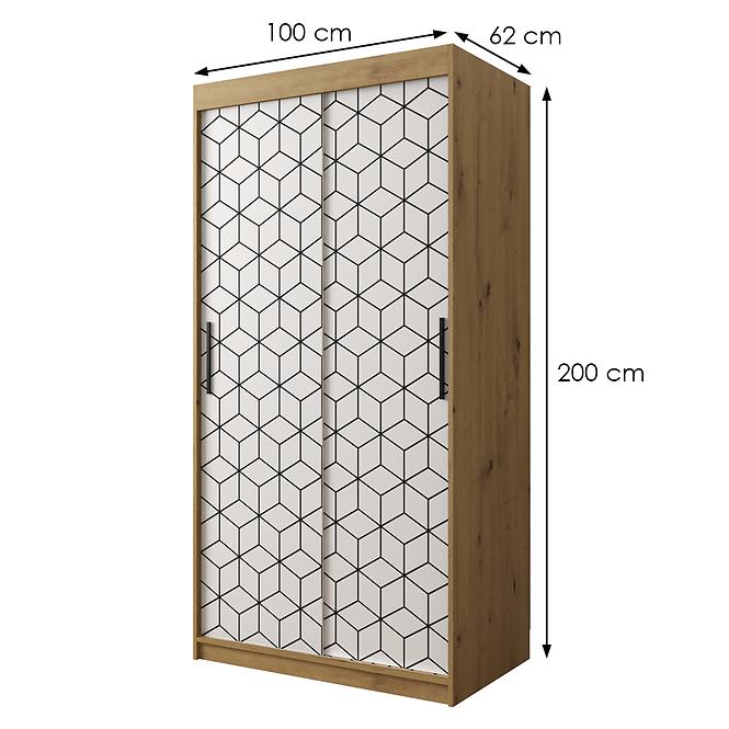 Schrank Heksagon 1 100 Eiche artisan/weiß