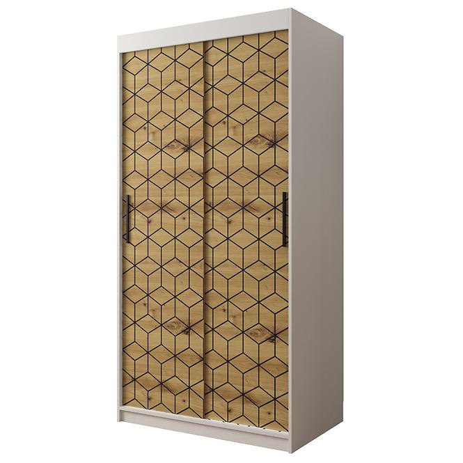 Schrank Heksagon 1 100 weiß/Eiche artisan