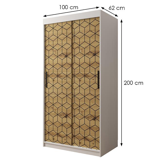 Schrank Heksagon 1 100 weiß/Eiche artisan,2