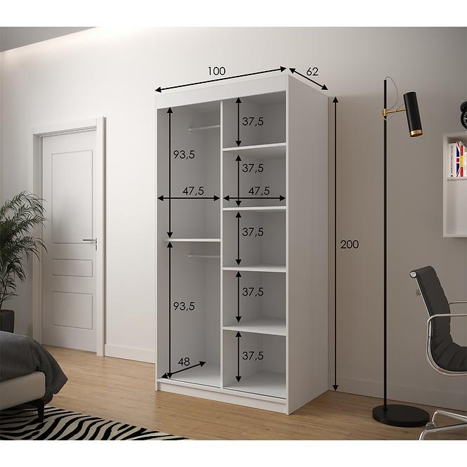 Schrank Heksagon 1 100 weiß/Eiche artisan,3