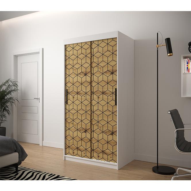 Schrank Heksagon 1 100 weiß/Eiche artisan,6