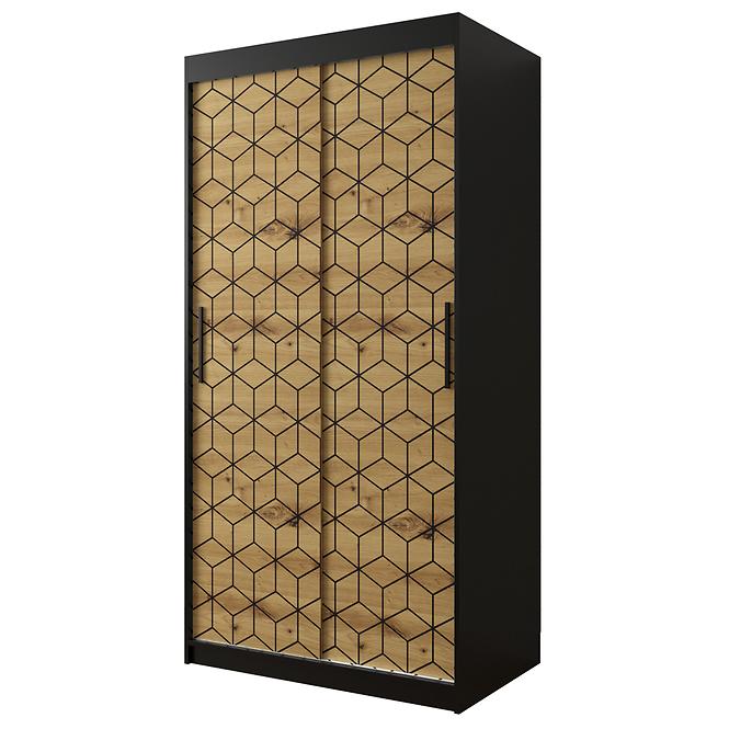 Schrank Heksagon 1 100 schwarz/Eiche artisan