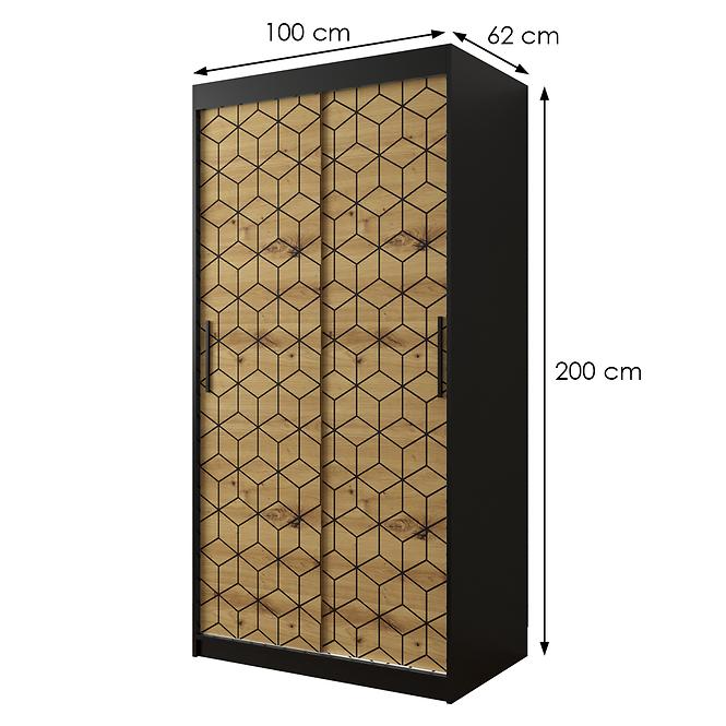 Schrank Heksagon 1 100 schwarz/Eiche artisan