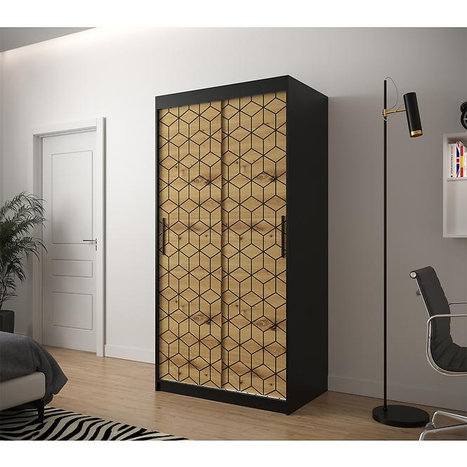 Schrank Heksagon 1 100 schwarz/Eiche artisan
