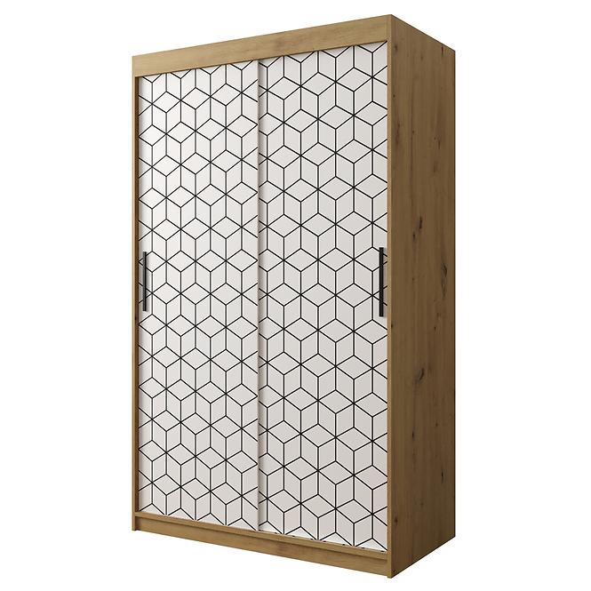 Schrank Heksagon 1 120 Eiche artisan/weiß