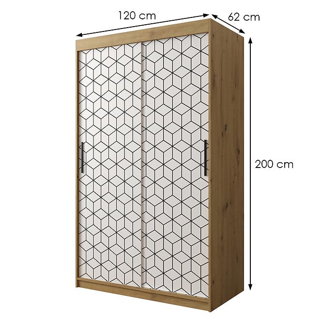 Schrank Heksagon 1 120 Eiche artisan/weiß
